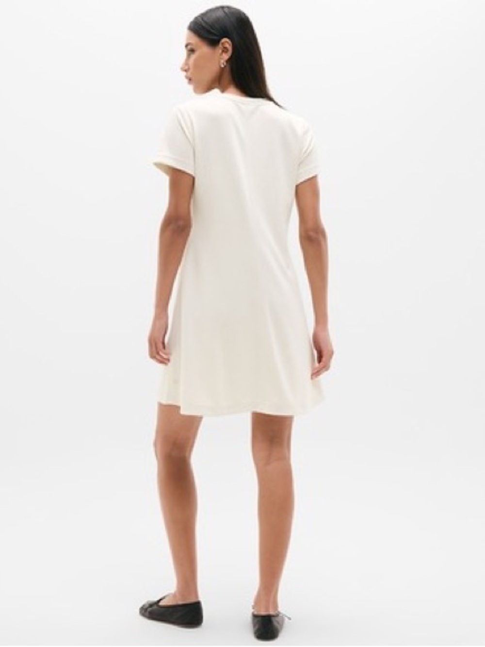 Athleta Seasoft Tee Dress Bone Beige TENCEL Athleisure Modal Dress Medium - Picture 2 of 9